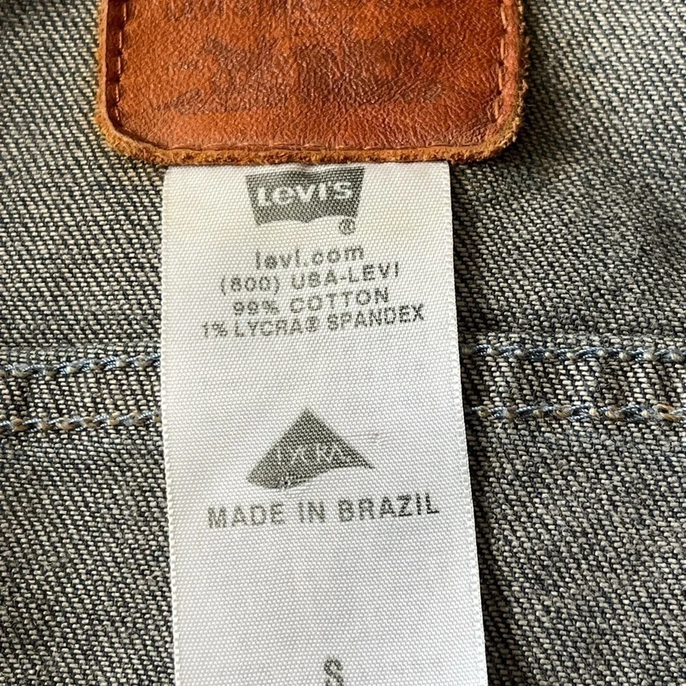 Levi's Ex Boyfriend Trucker Cowgirl Jean jacket denim dark blue Womens Small - Picture 8 of 11